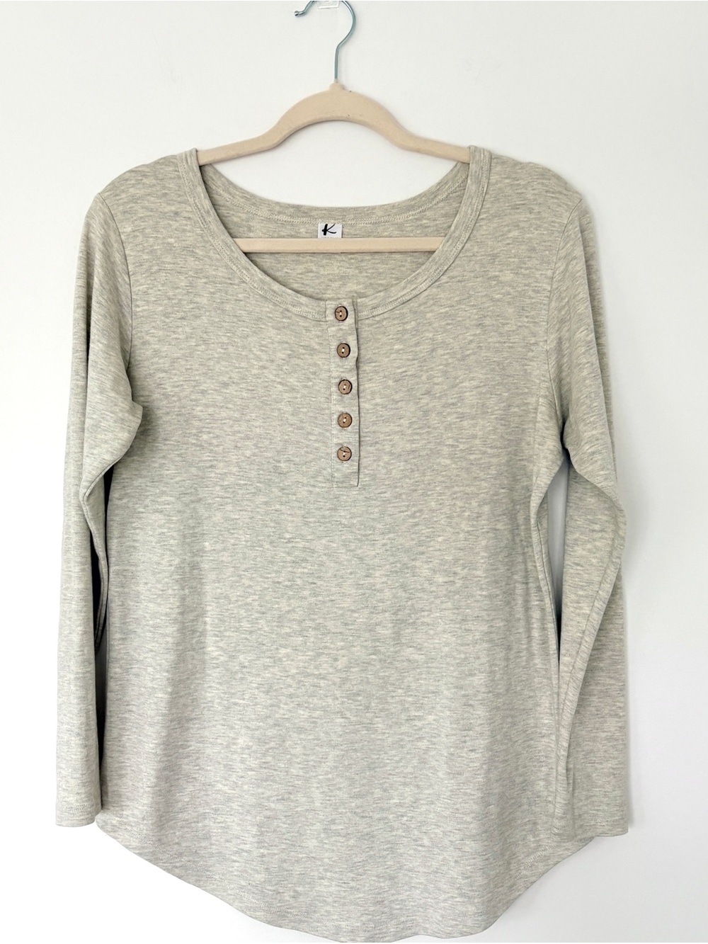 Kindred Clothing Co Canada Grey Marled Long-Sleeve Henley Top. Bamboo Rayon